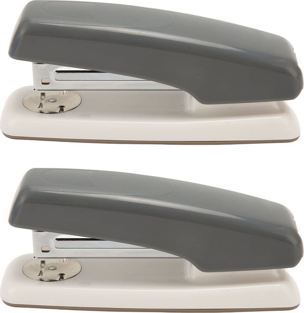 2pcs Desktop Stapler Mehrzweck 20 Blech Rotation Ergonomischer Designtisch für Büroschule Home Grey