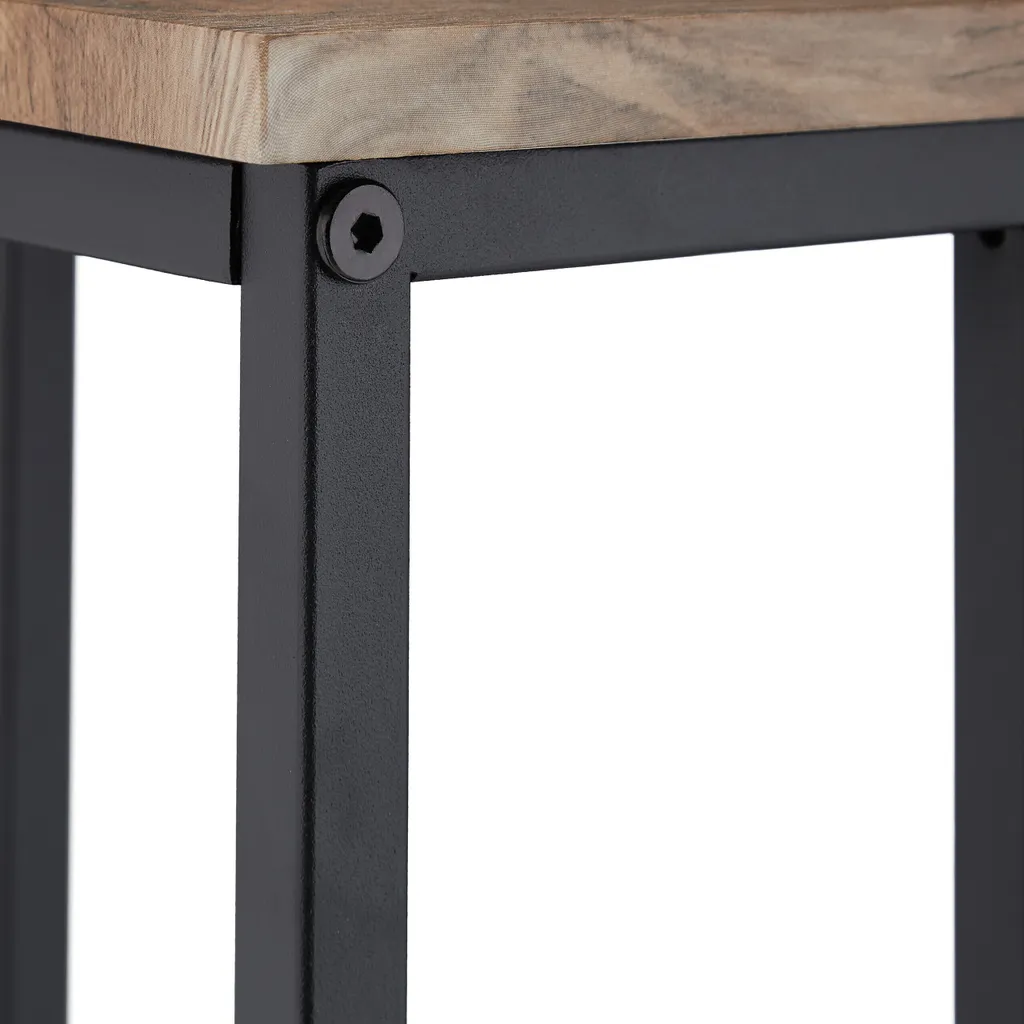Relaxdays Table d'appoint Industrial - Bout de canapé métal et bois noir - 6