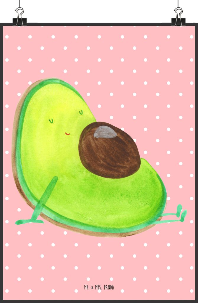Mr. & Mrs. Panda Bild Avocado Schwangerschaft DIN A2 - Rot Pastell - Geschenk, wanddeko, Plakat, Schwanger, Wunder, Babyparty, Wanddekoration, Baby...