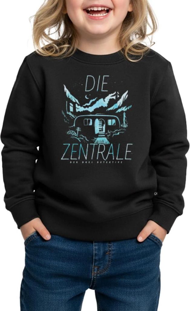 Spreadshirt Die Drei Fragezeichen Die Zentrale Wohnwagen Kinder Premium Pullover, 98/104 (2 Jahre), Schwarz