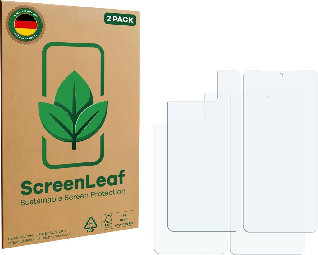 2x ScreenLeaf Schutzfolie für ASUS ZenFone 12 Ultra (Display+Rückseite) nachhaltiger Displayschutz Display Schutz Folie Klar Transparent