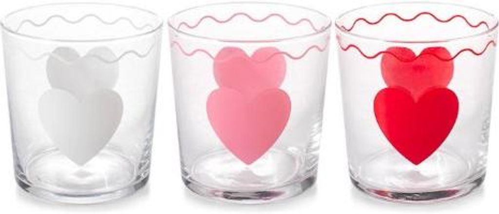 Set aus 3 Herart-Gläsern aus dekoriertem Glas, cl 35.