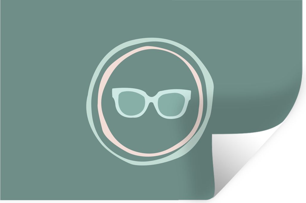 MuchoWow Wandtattoo Wandsticker Wandaufkleber Sommer - Sonnenbrille - Pastell 30x20 cm Selbstklebend und Repositionierbar - Wierderverwendbar - S...