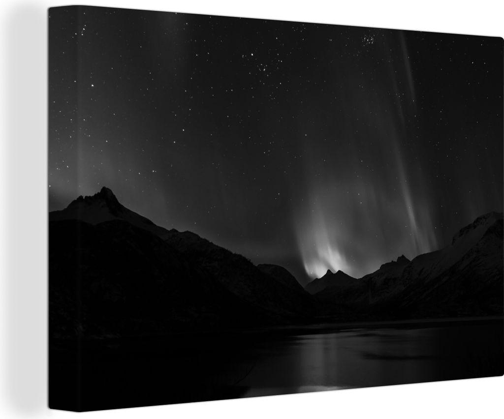 OneMillionCanvasses - Leinwandbilder - 150x100 cm, Berge - Nordlichter - Weltraum, Wandbilder Kunstdruck Wanddekoration - Foto auf Leinwand - Gem...