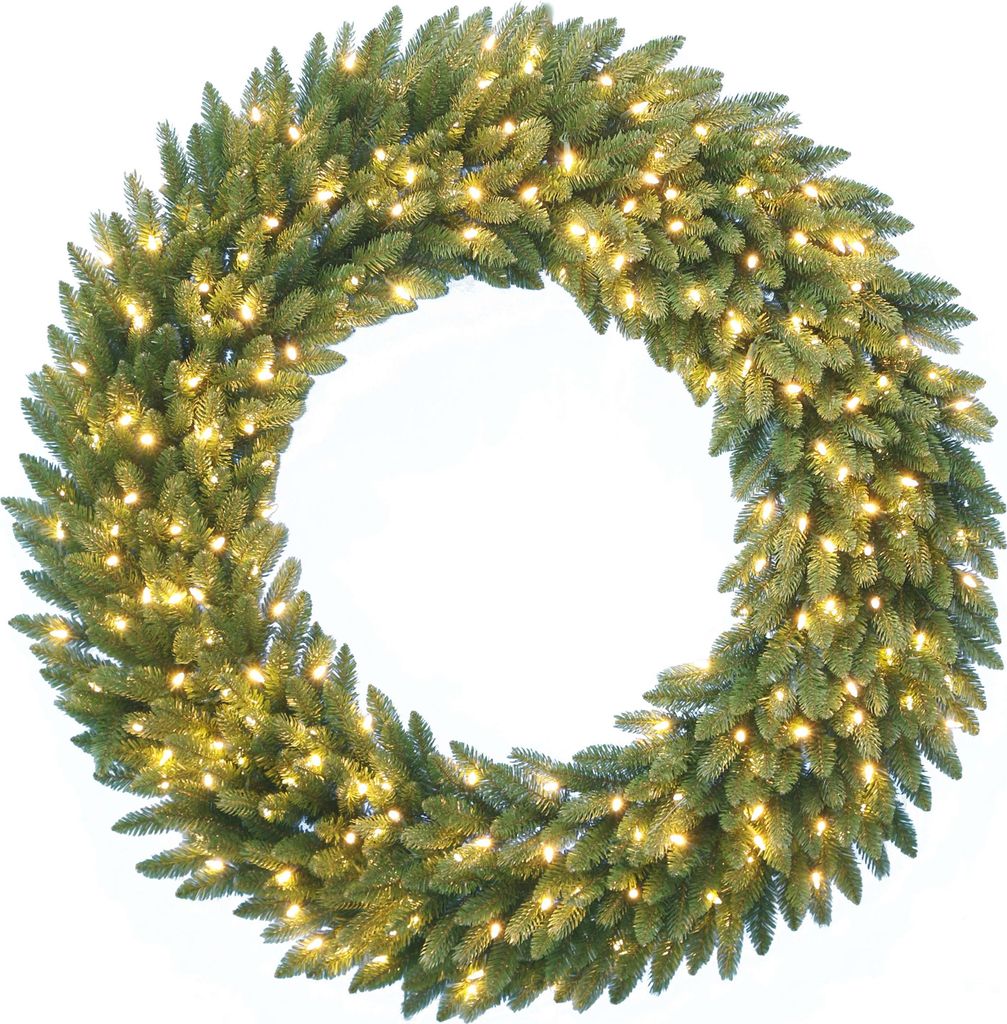 artplants.de Künstlicher Tannenkranz Amarillo, grün, LEDs, Ø 60 cm - Türkranz Weihnachten