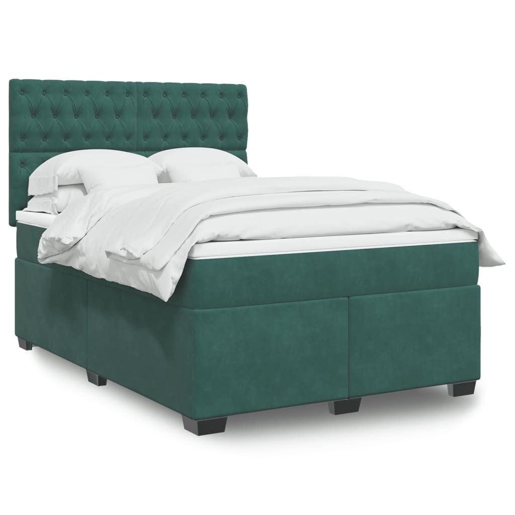 Maison Exclusive - Boxspringbett mit Matratze Dunkelgrün 140x190 cm Samt
