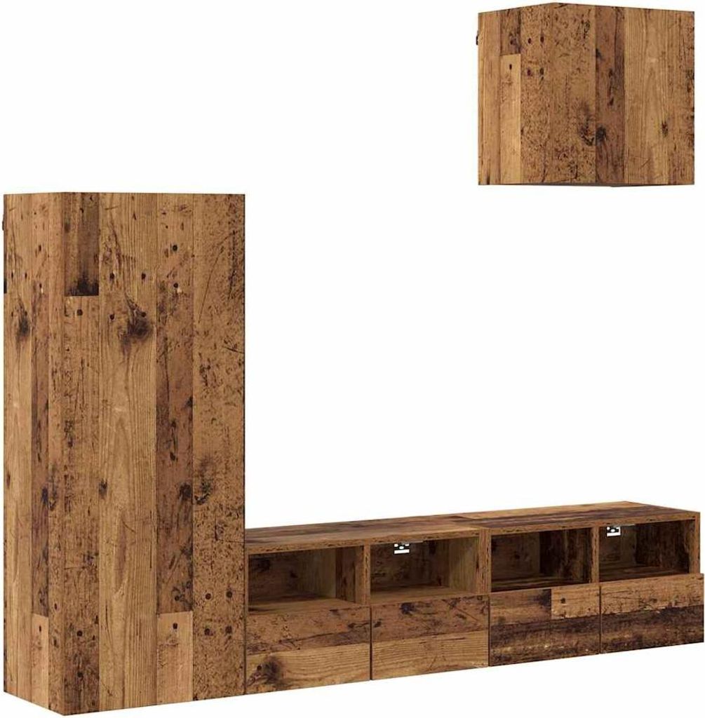 TV-Wandgeräte 4 pcs Altholz Holzwerkstoff