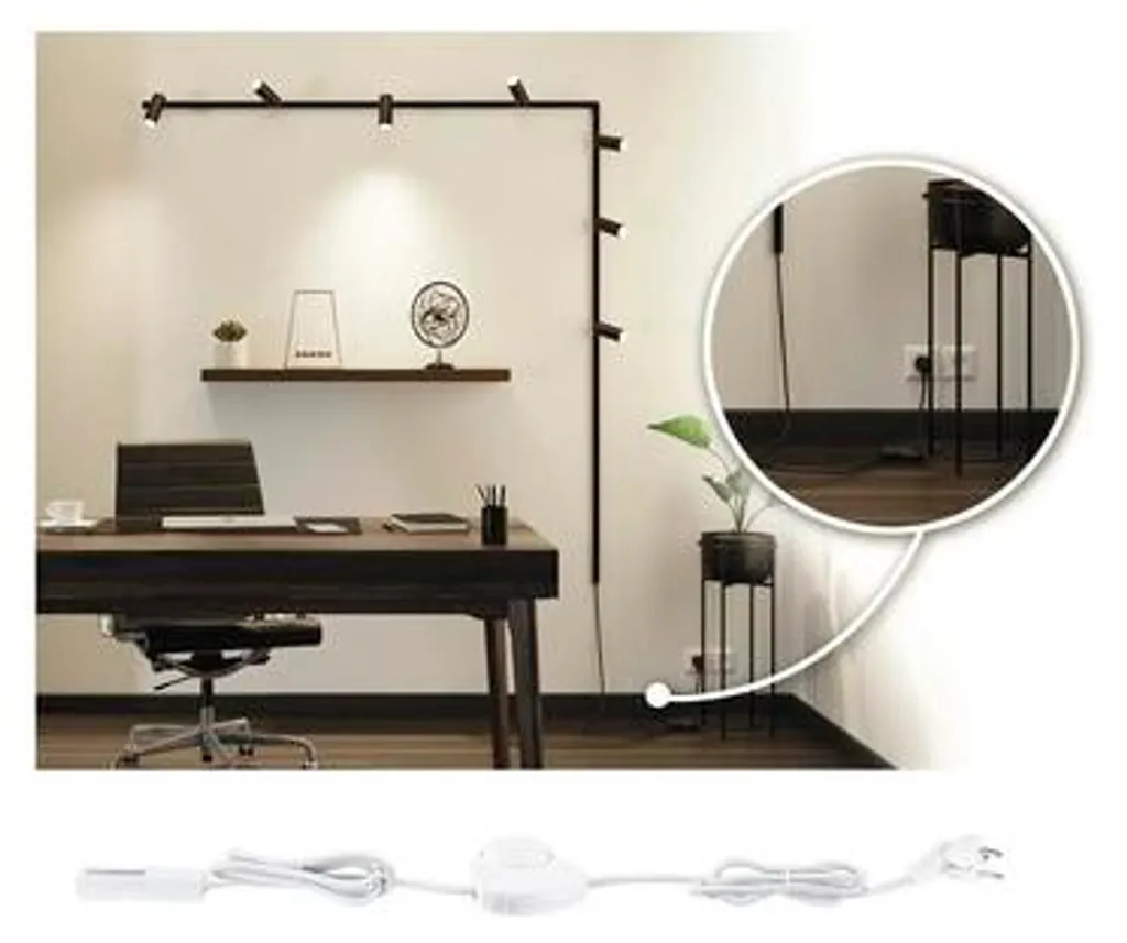 Câble d'Alimentation Mural Noir Paulmann 95660 pour Rail de Plafonnier