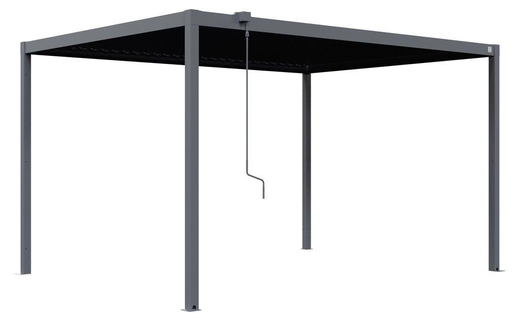 PRIMEYARD Pergola 3x4 m Pfosten und Lamellendach aus Stahl - anthrazitfarbene Terrassenüberdachung