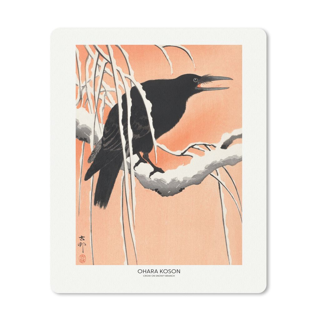 MuchoWow Mauspad Mousepad Vintage - Krähe - Vogel - Tiere - Zweig 19x23 cm - Mousepads - Maus Mat - Pad - Mausunterlage - Mauspads - Spielen
