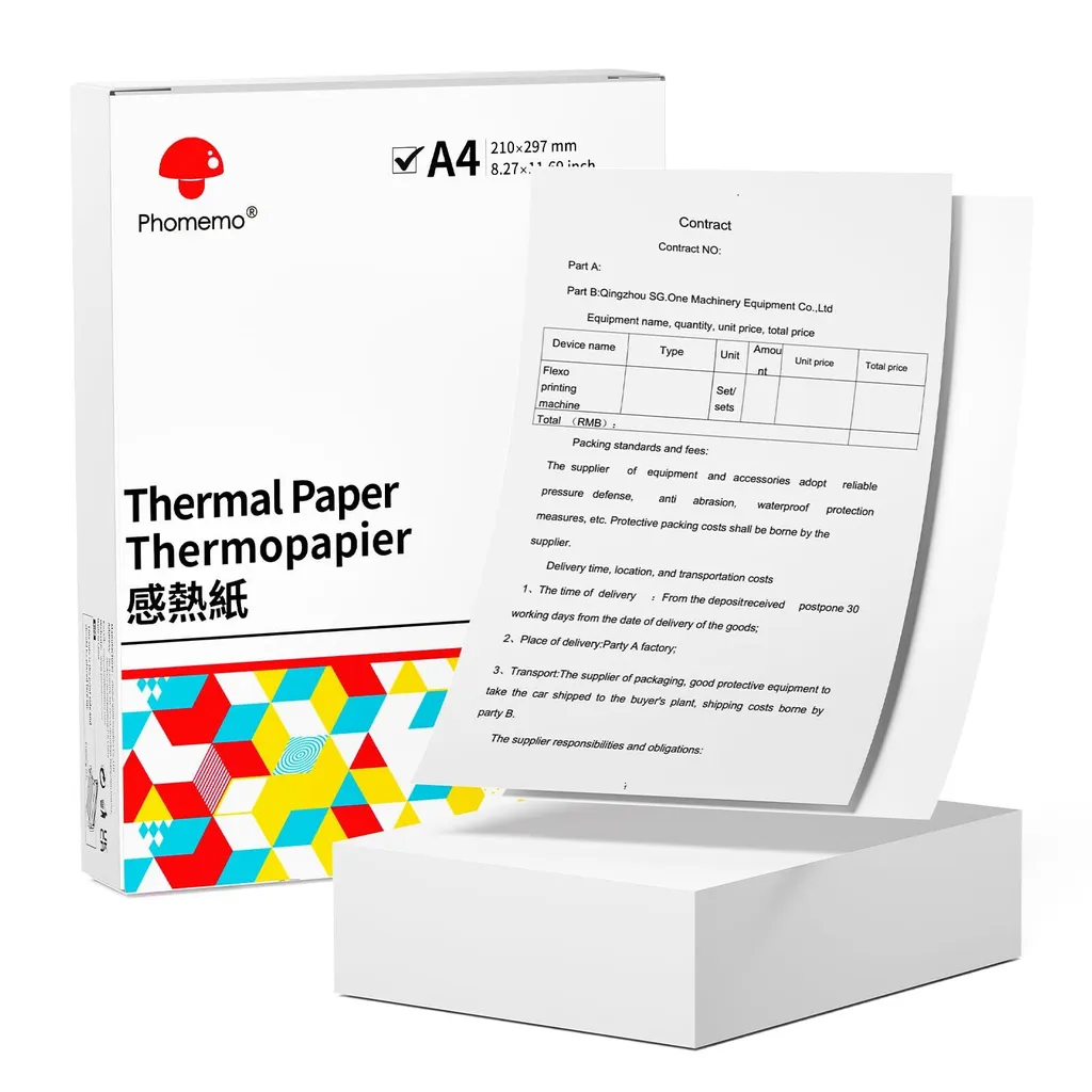 Papier Thermique A4 Anti-Bavure pour Imprimante M08F M832 - Feuilles Plates