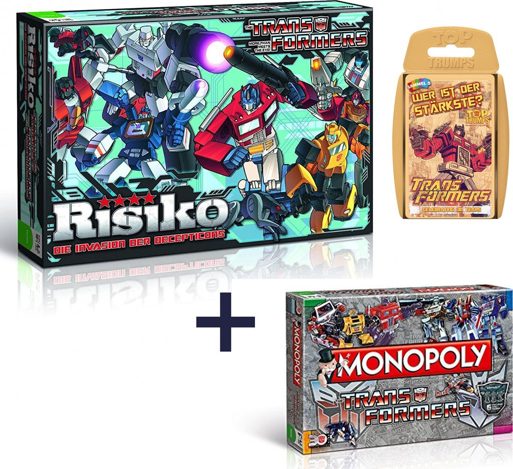 Monopoly, Risiko und Top Trumps Transformers Spiele Superbundle Brettspiel Spiel