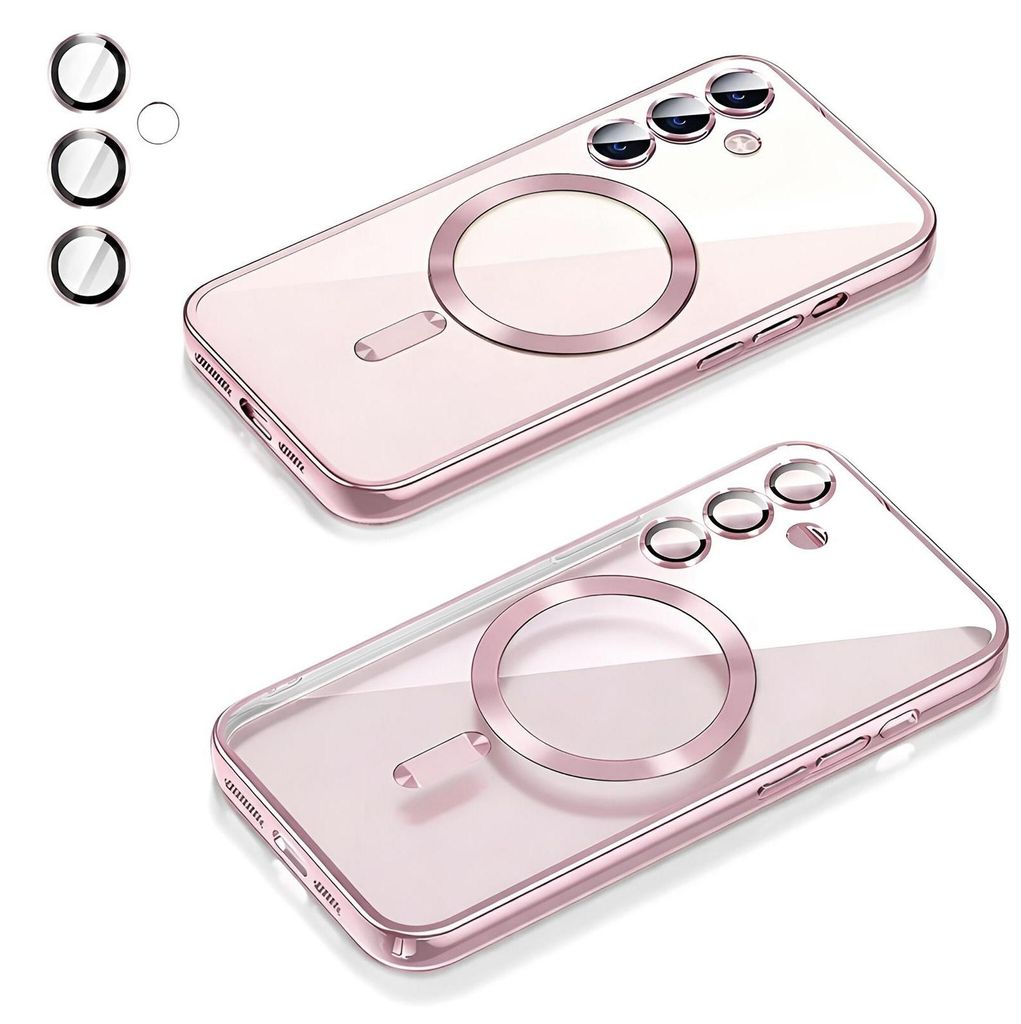 Magssafe Handy Hülle für Samsung Galaxy S25 Ultra Schutzhülle mit Integriertem Kameraschutz Glas Handyhülle Bumper Cover Case Tasche Farbe: Ros...