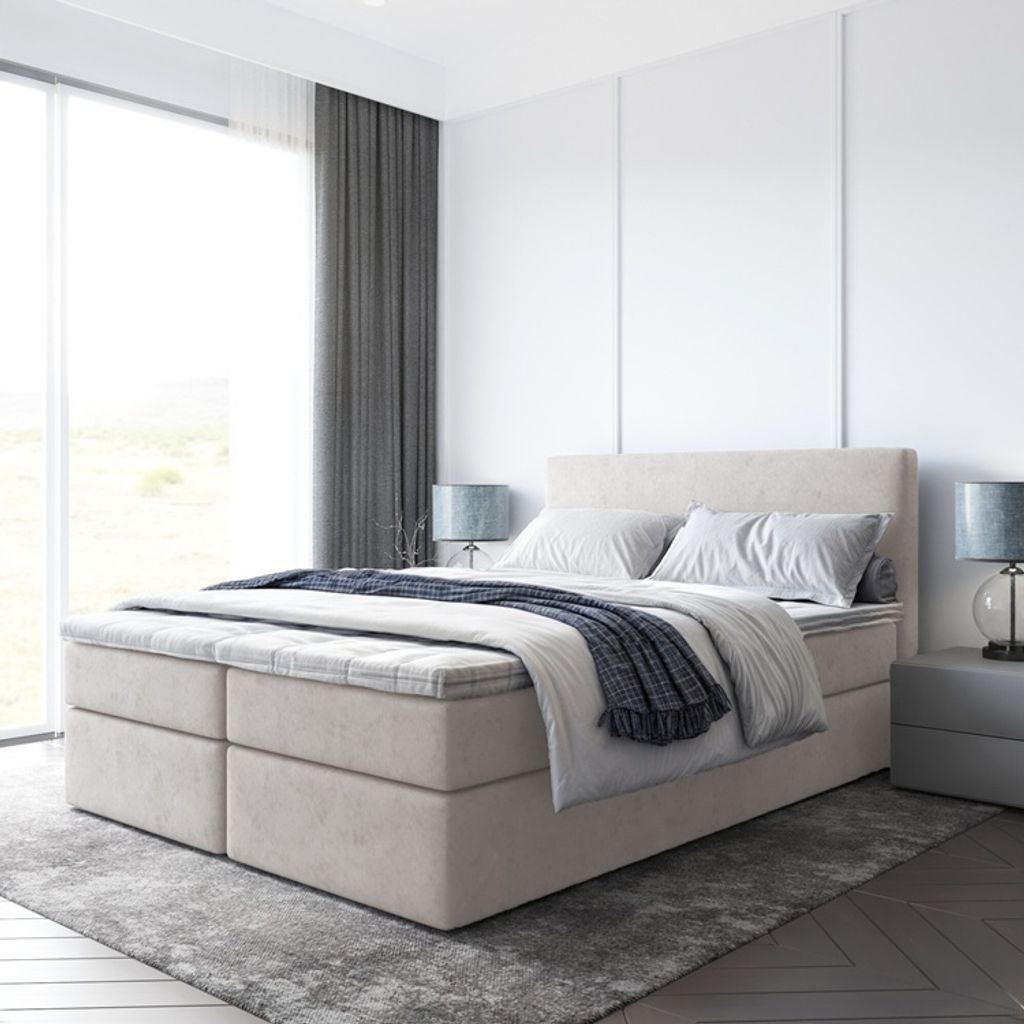 Bett, Boxspringbett BERG mit Bonell-Matratze und T25 Produktbild 