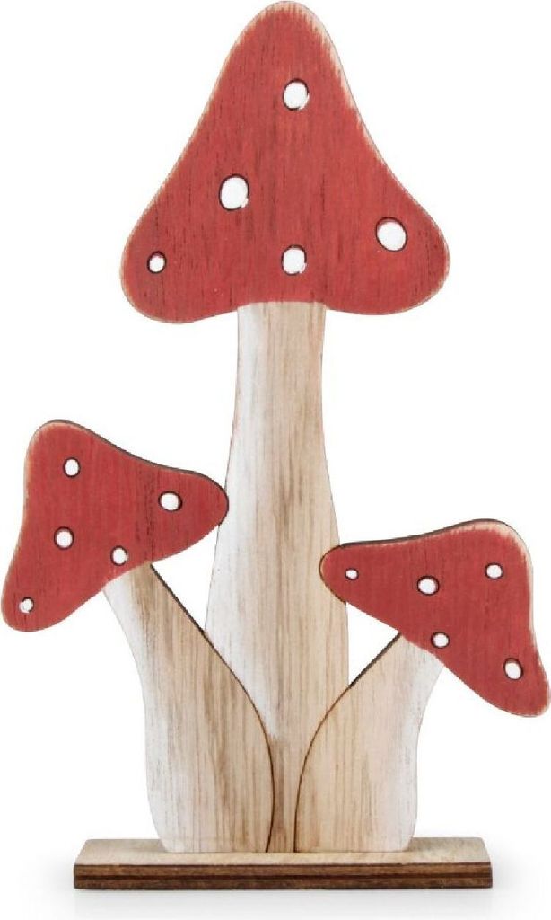 Fliegenpilz auf Holzsockel I 7 x 3 x 15.5 cm I Herbstdeko I Dekoobjekt Herbst