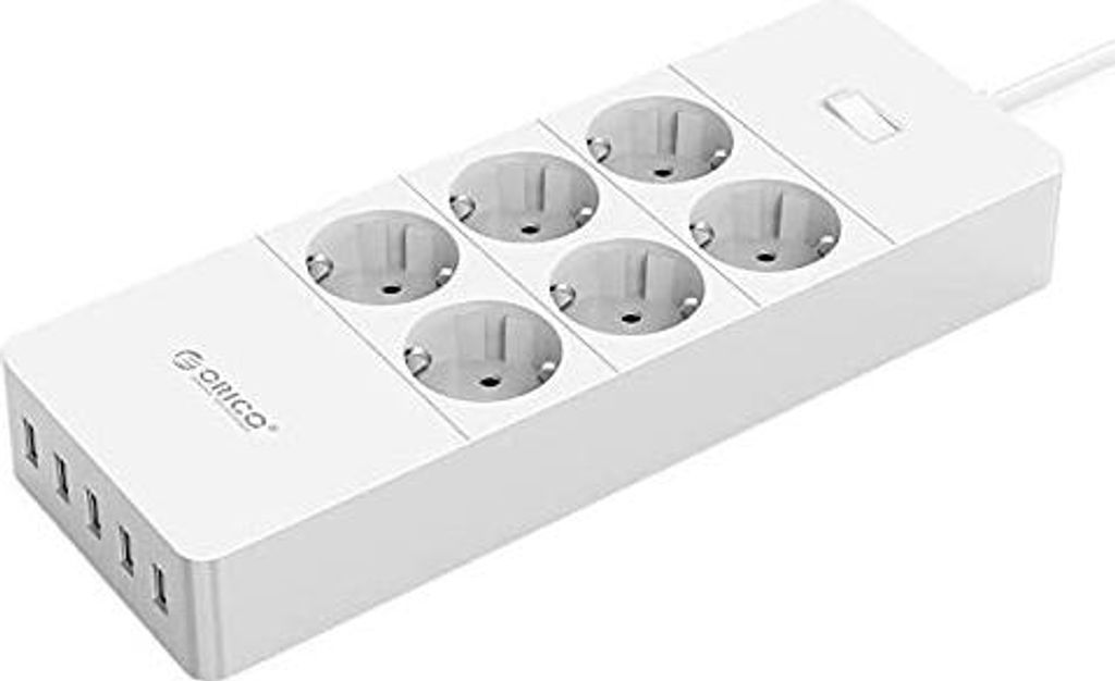 Orico HPC-6A5U-V1-EU Mehrfachsteckdose 6 Schuko 16A 5 USB Wei 8A
