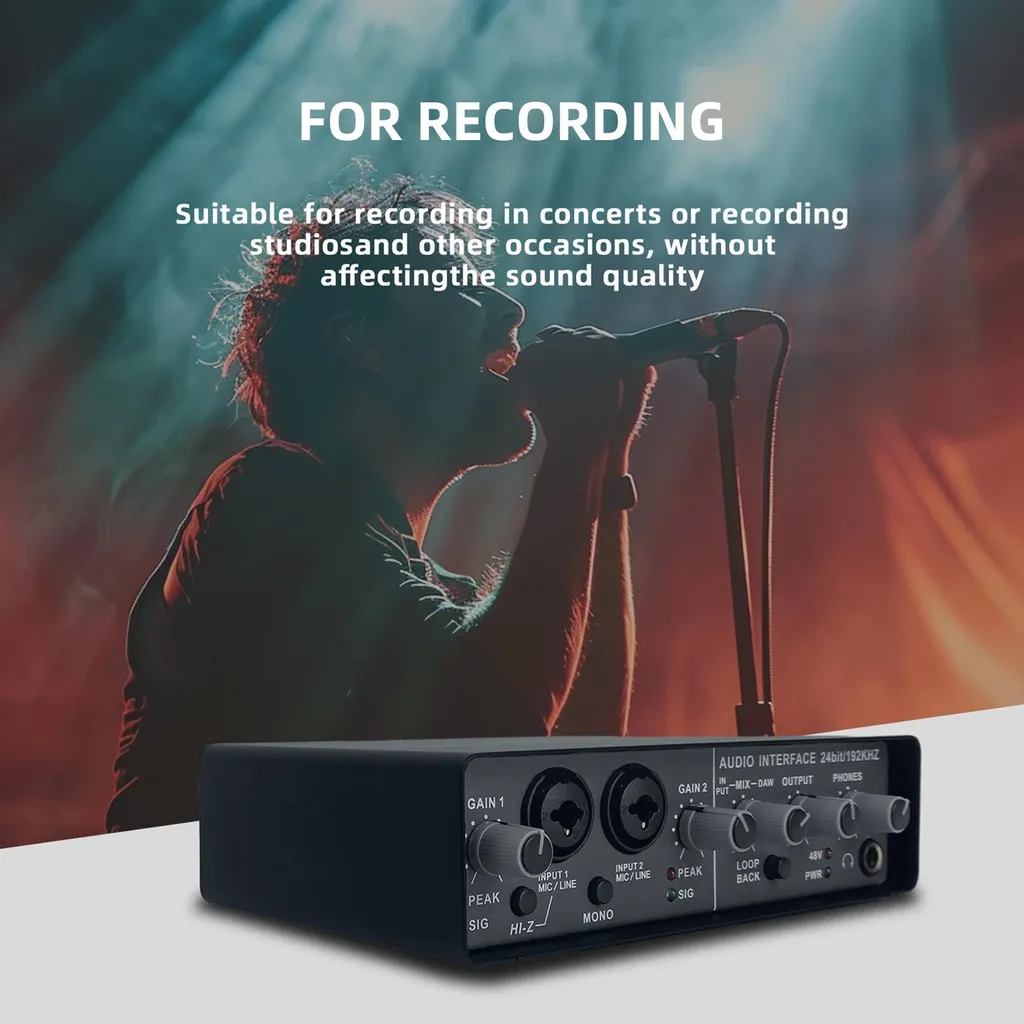 CHICIRIS Interface Audio USB 192KHz 24 bits avec Entrée Combo XLR TRS