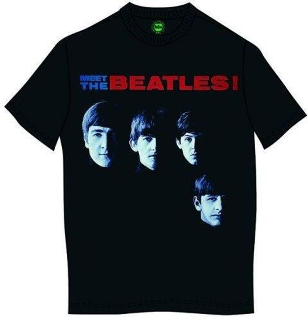The Beatles - "Meet" T-Shirt für Herren/Damen Uni RO1971 (L) (Schwarz)