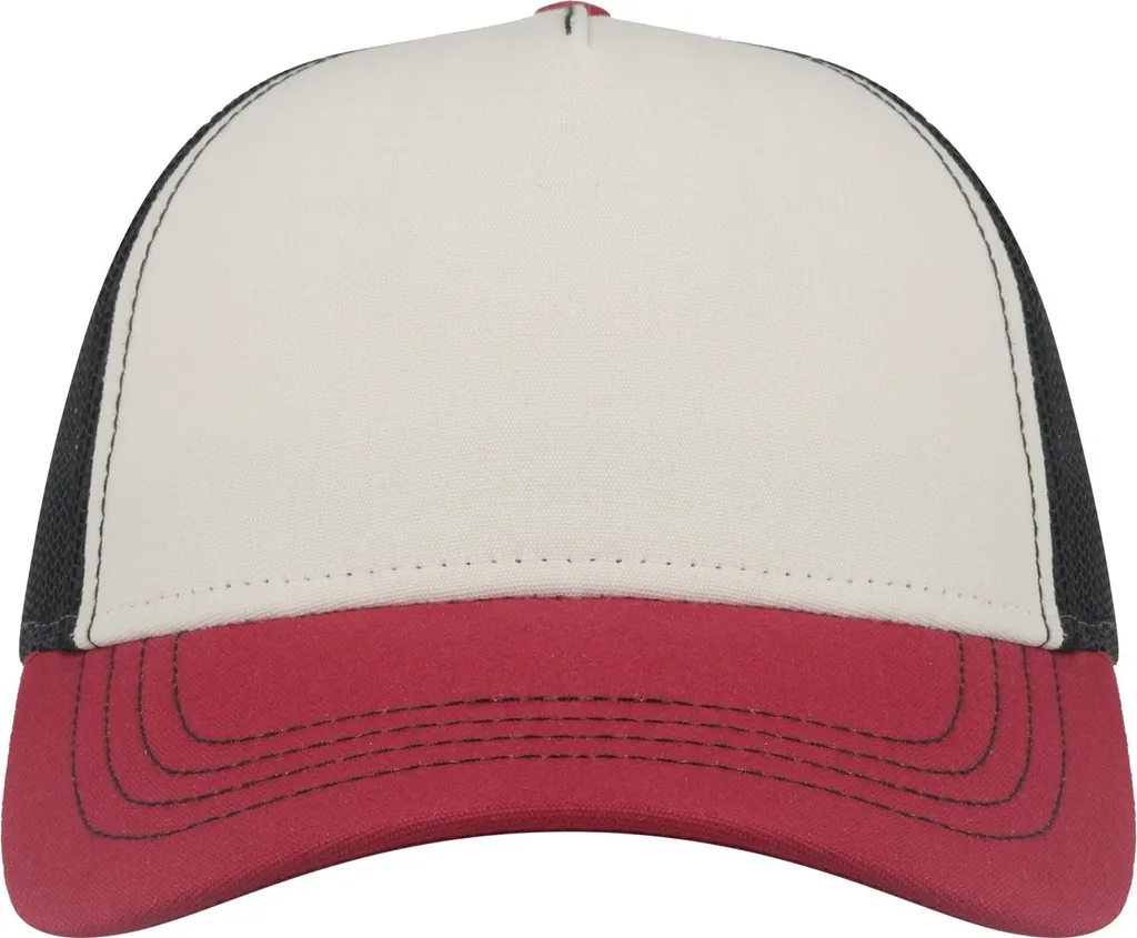 Atlantis - Cappello Trucker "Rapper" in materiale riciclato per uomo/donna unisex AB566 (taglia unica) (bianco/bordeaux/nero)
