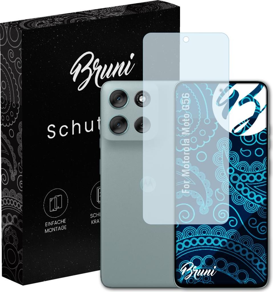 Bruni Basics-Clear 2x Schutzfolie kompatibel mit Motorola Moto G56 Folie