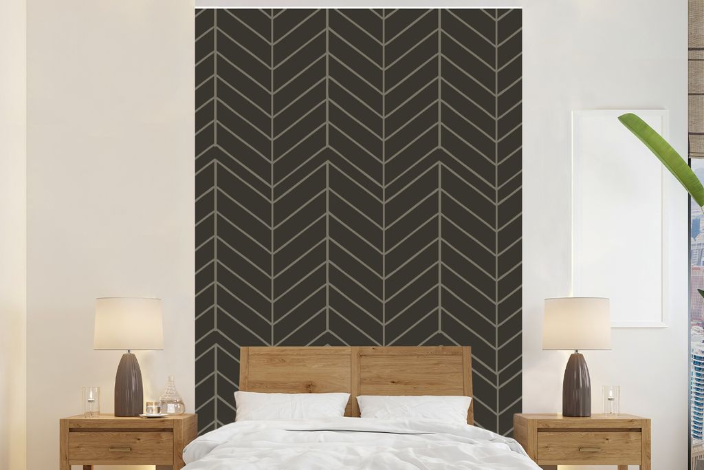 MuchoWow Fototapete für Wohnzimmer oder Schlafzimmer Wandtapete Vinyl Motivtapete Muster - Luxus - Grau - Braun - 170x260 cm - Wohnzimmertapete