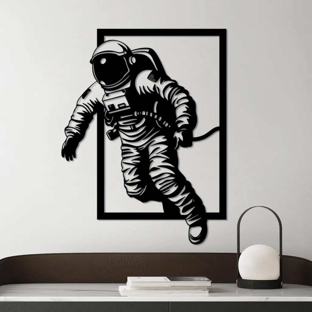 Décoration Murale Design en Métal 100% Acier Noir Mat Wallity 69x52 cm