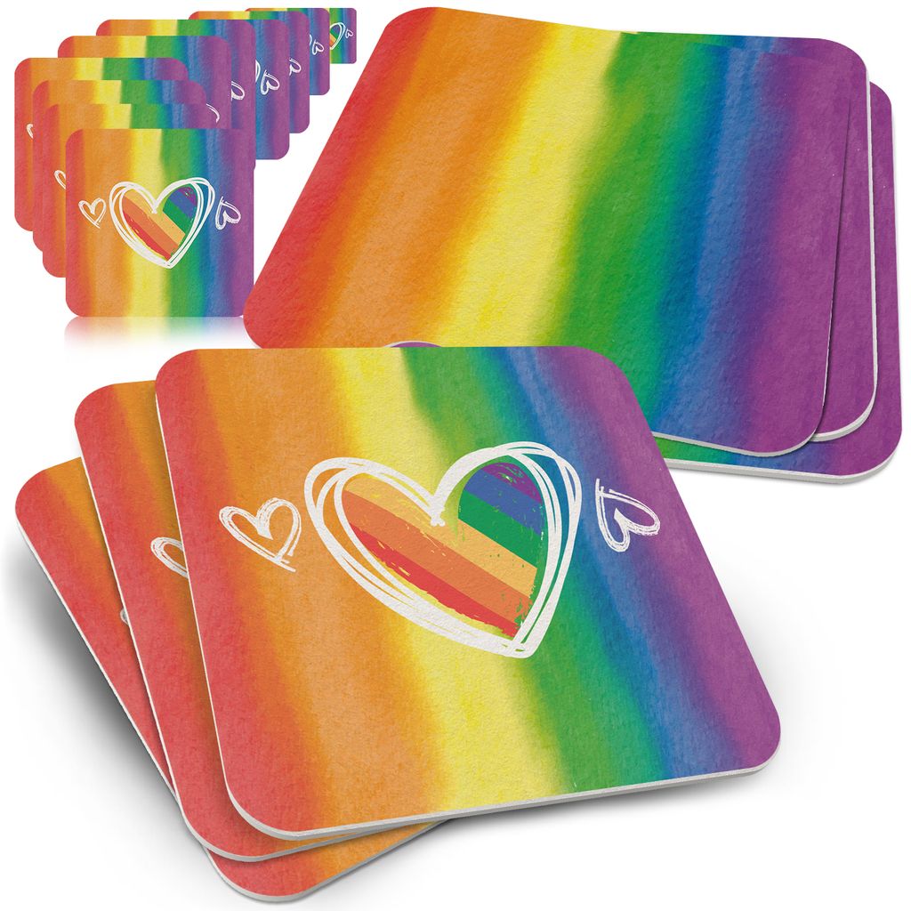 50 sottobicchieri motivo cuore arcobaleno, decorazione per Immagine del prodotto 