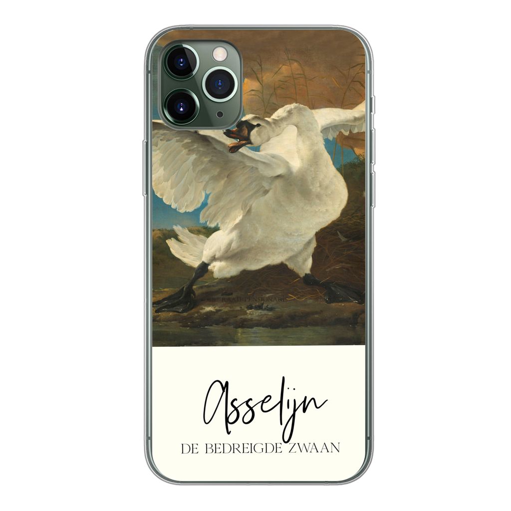MuchoWow Handyhülle Schutzhülle Hülle für iPhone 11 Pro Max Der gefährdete Schwan - Asselijn - Alte Meister Silikon Softcase Handy Hülle - ...