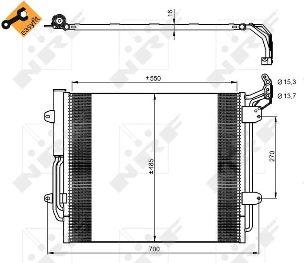 Condenseur climatisation 7N0820411A avec bouteille déshydratante NRF