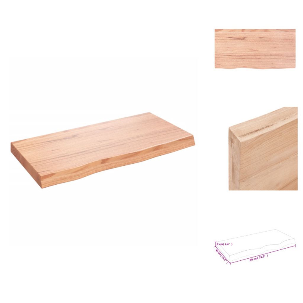 vidaXL Wandregal Hellbraun 80x40x(2-6) cm Massivholz Eiche Behandelt - Wandregale