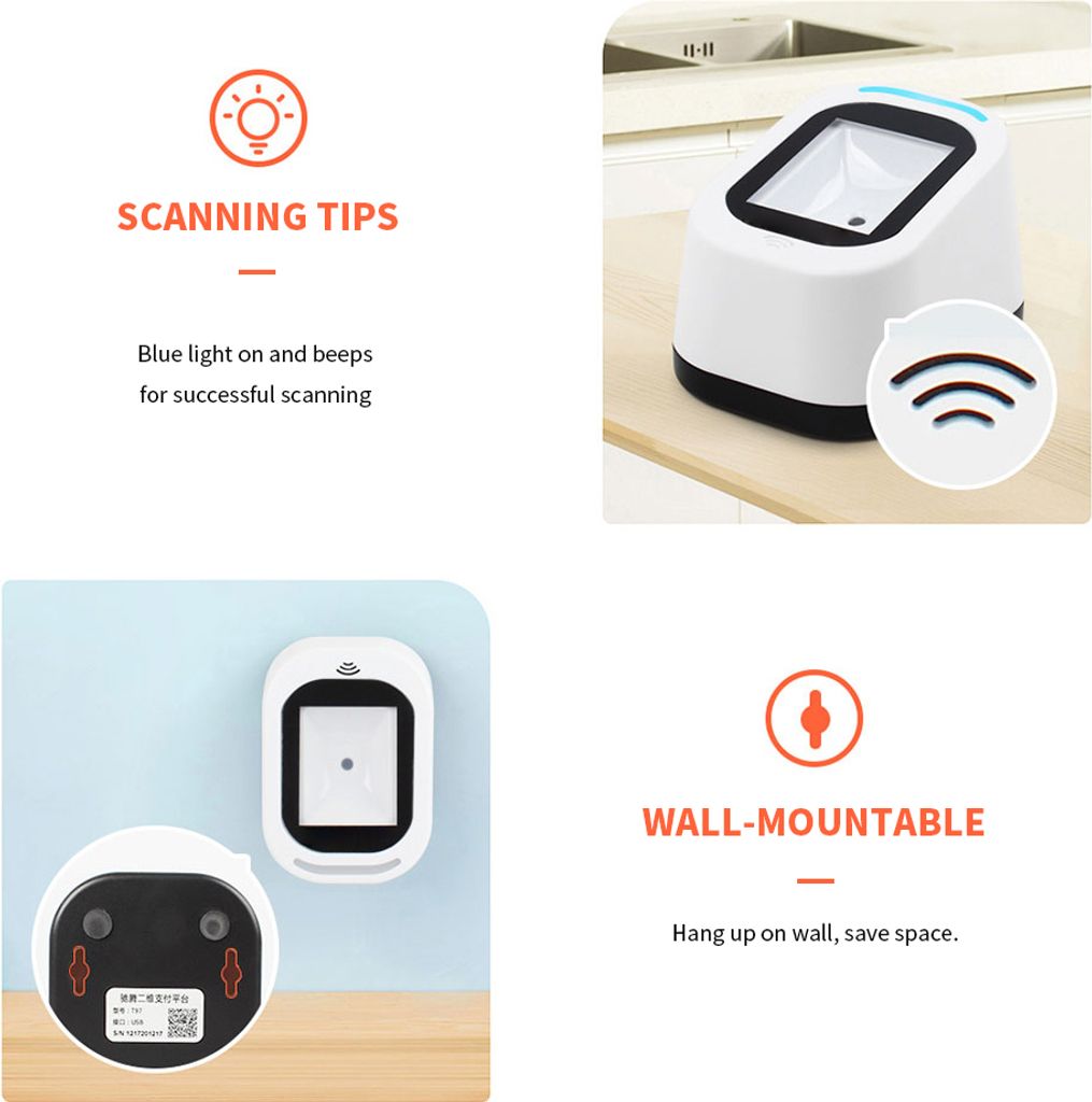 1D 2D QR Desktop Barcode Scanner USB Barcode Leser, erfasst Produktbild 10