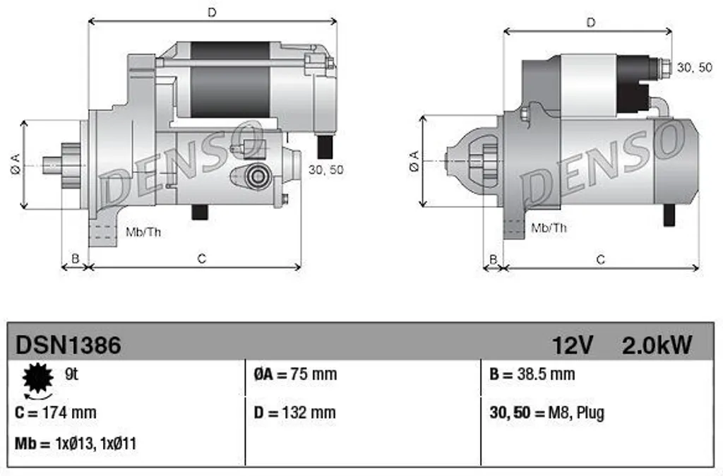 Pièce de rechange Démarreur Honda Accord et CR-V - Solution DENSO DSN1386