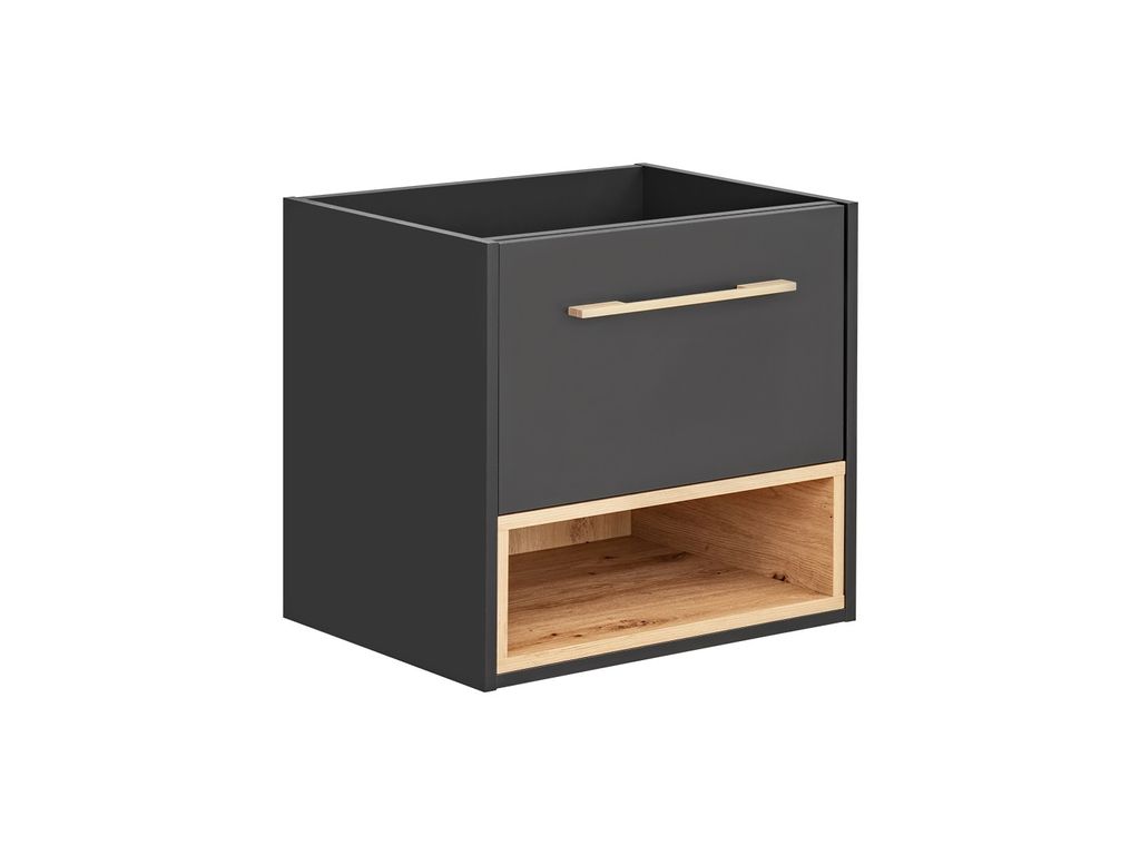 Waschbeckenunterschrank 60 Cm Grau Kosmisch 1 Schublade Eiche Modern