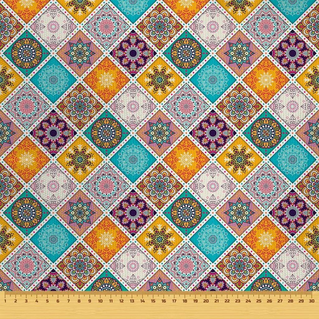 OUTDOOR DEKOSTOFFE OXFORD - Motiv bunt orientalisch kariert I DR058