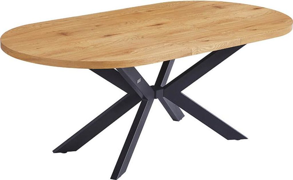 Home Deluxe – Esstisch-Set AVENTI mit 8 Stühlen AMARA Beige - Farbe: Light Oak, Maße: 120-160 x 76 x 12 cm, Sternenfuß I Essgruppe Ausziehtisc...