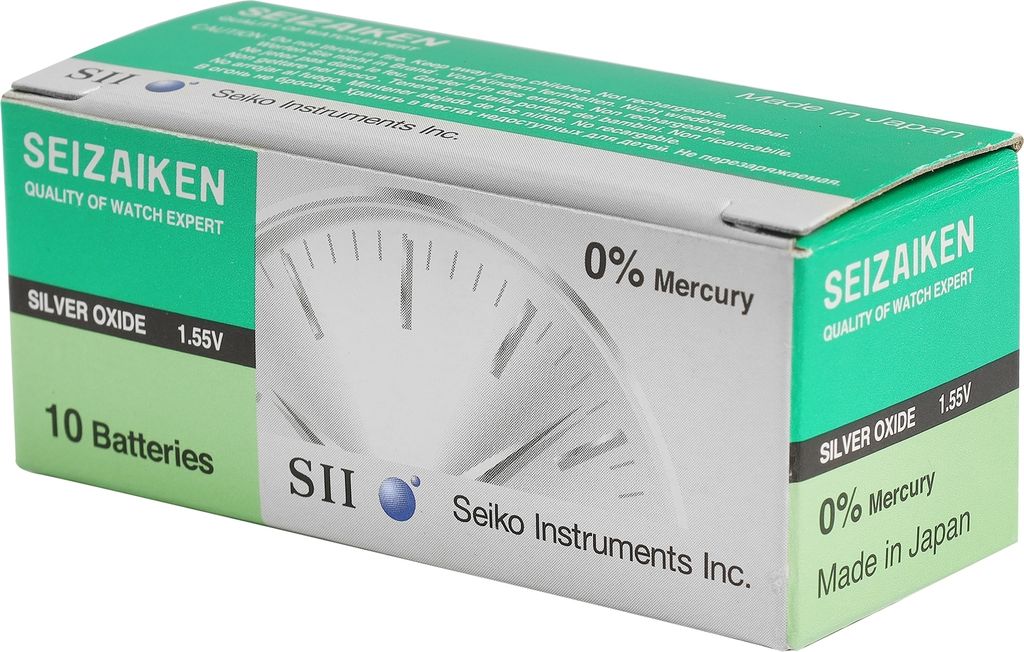 Seizaiken Seiko 364 SR621SW Uhrenbatterie, 1,55 V, 0 % Hg, Silberoxid, 10 Batterien, hergestellt in Japan