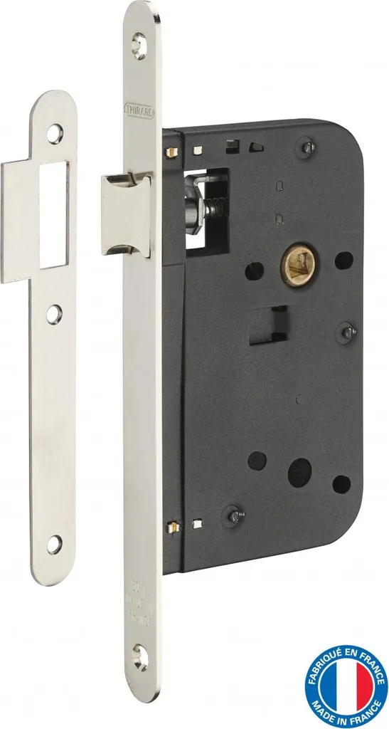 Serrure encastrable Thirard nickelée axe 60mm pour rénovation porte
