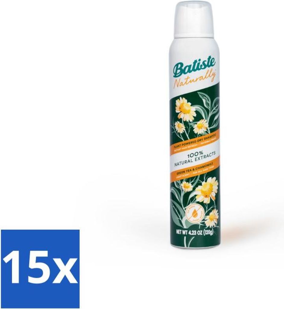 Batiste – Natürlich Grüner Tee & Kamille – Trockenshampoo – 100 % natürliche Extrakte – Erfrischt und reinigt – 200 ml - Vorteilspack ...