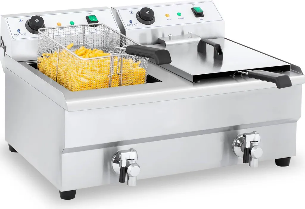 Friteuse professionnelle double 2 x 16 litres inox pour restauration