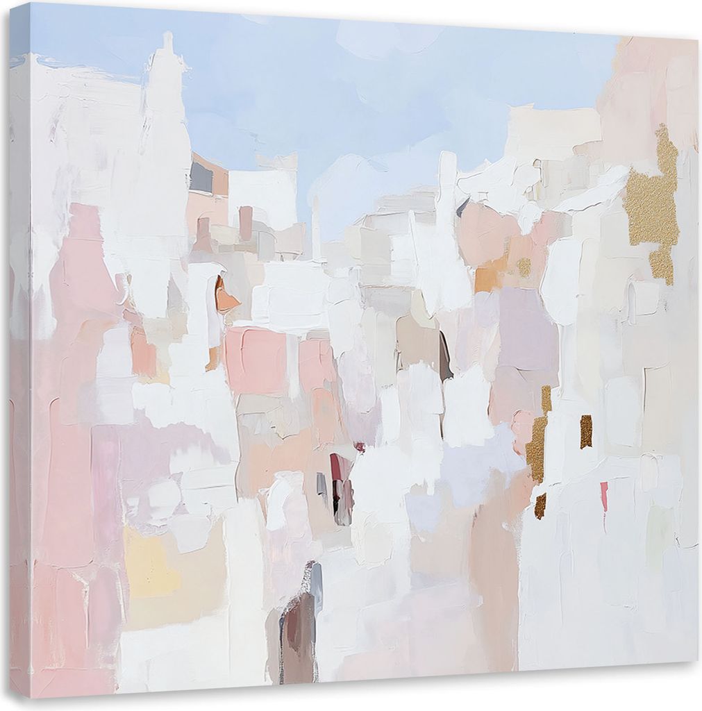 Leinwandbild Abstrakt Pastell Flecken Rosa Blau 40x40 Feeby Rosa bild für die wand bereit zum aufhängen