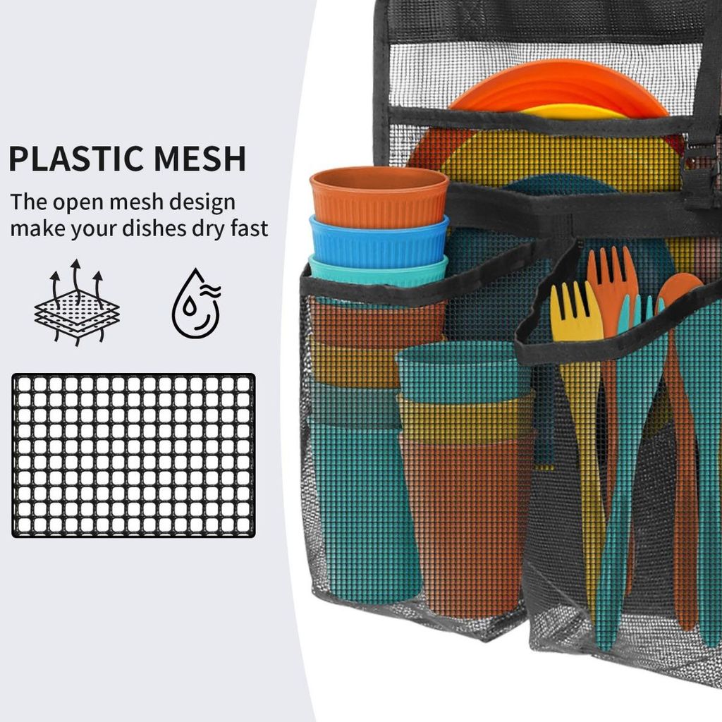 INF Tragbarer Mesh Geschirr-Trockensack 40cm x 55cm für Camping und Reise