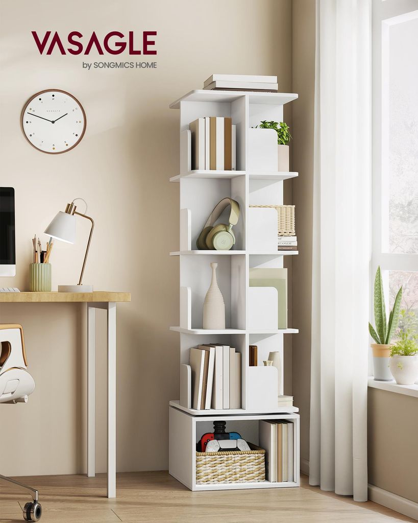 VASAGLE Bücherregal mit 5 Ebenen, drehbares Standregal, mit Produktbild 