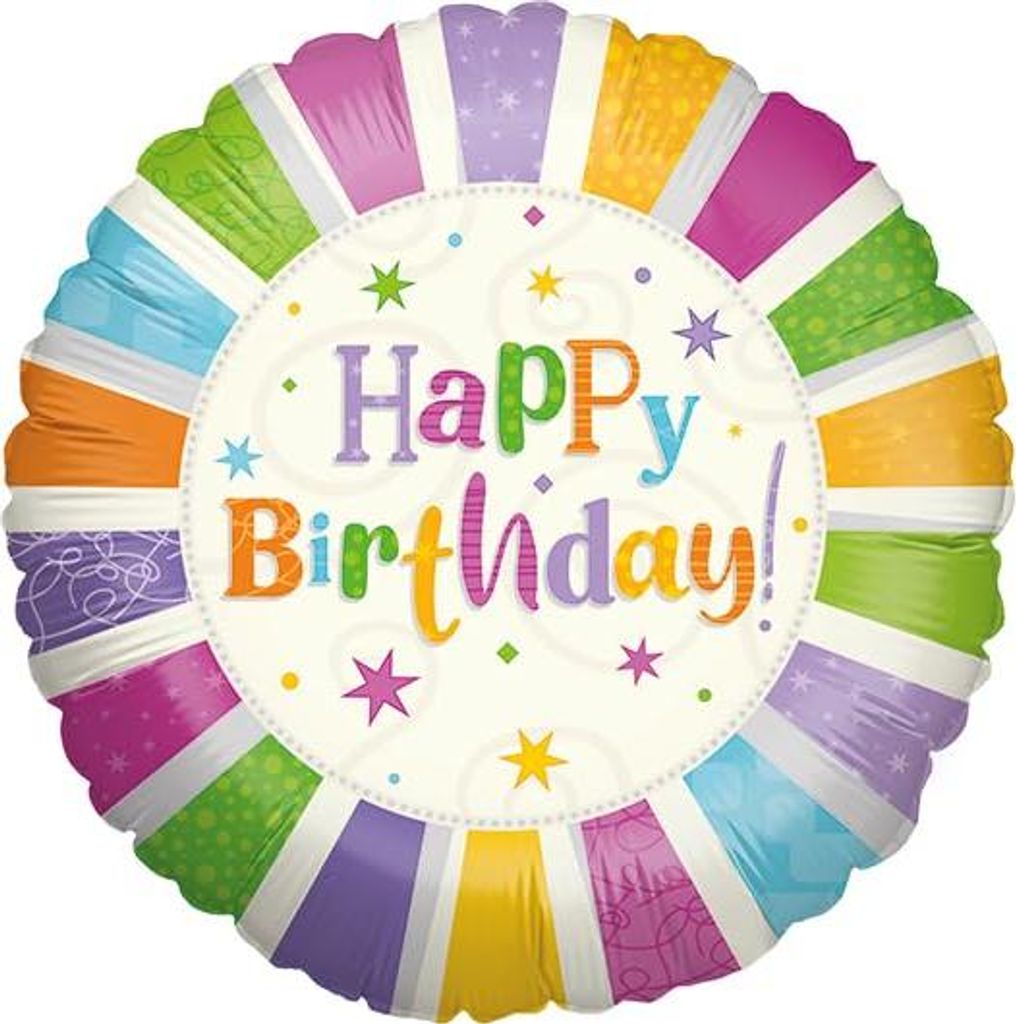Folienballon Happy Birthday Bunt Rund 45cm Geburtstag Luftballon Party Ballon