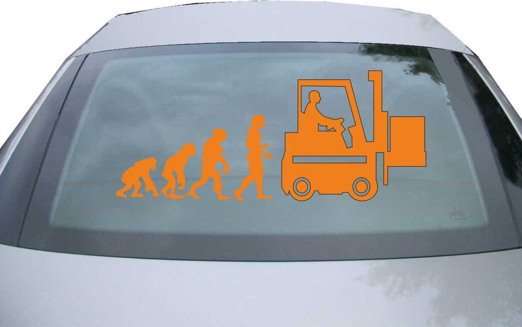 Indigos UG - Aufkleber Heckscheibe & Motorklappe DE7060 - orange - 600x252 mm - Evolution Gabelstapler - Auto Scheiben Fenster Heckklappe Tuning Ra...