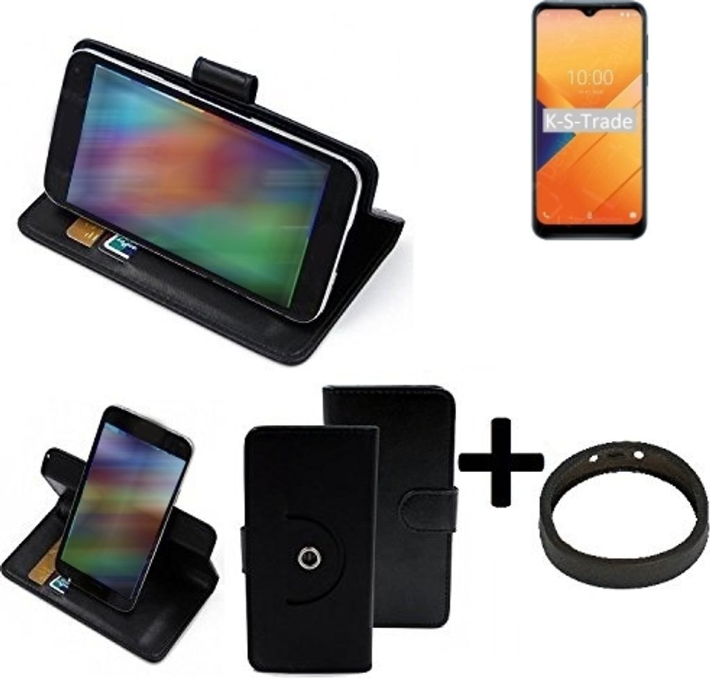 K-S-Trade Case Schutz Hülle kompatibel mit Wiko Y81 + Bumper Handy Hülle Flipcase Smartphone Cover Handy Schutz Tasche Walletcase schwarz