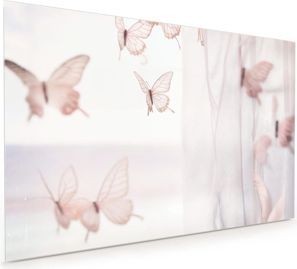 Küchenrückwand Spritzschutz Glas mit Motiv Schmetterlinge Vorhangsins 40 x 40 cm