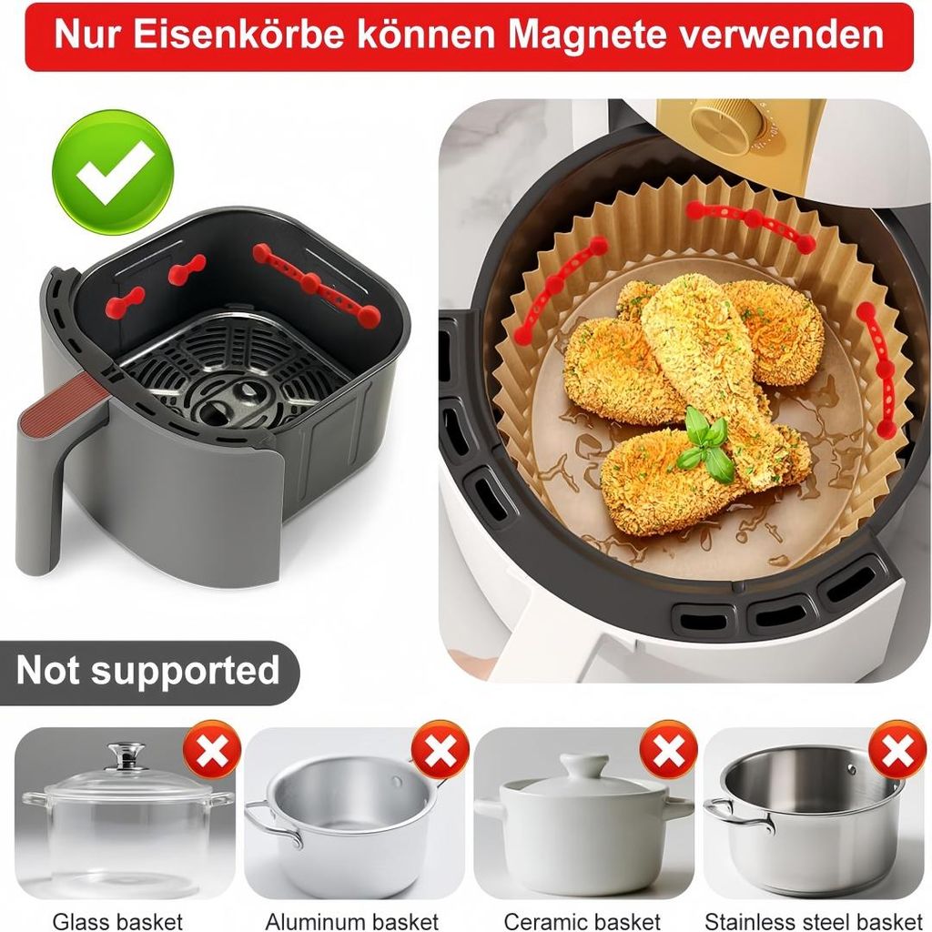 12 Stück Magnete für Air Fryer Backpapier, Silikon Magnete
