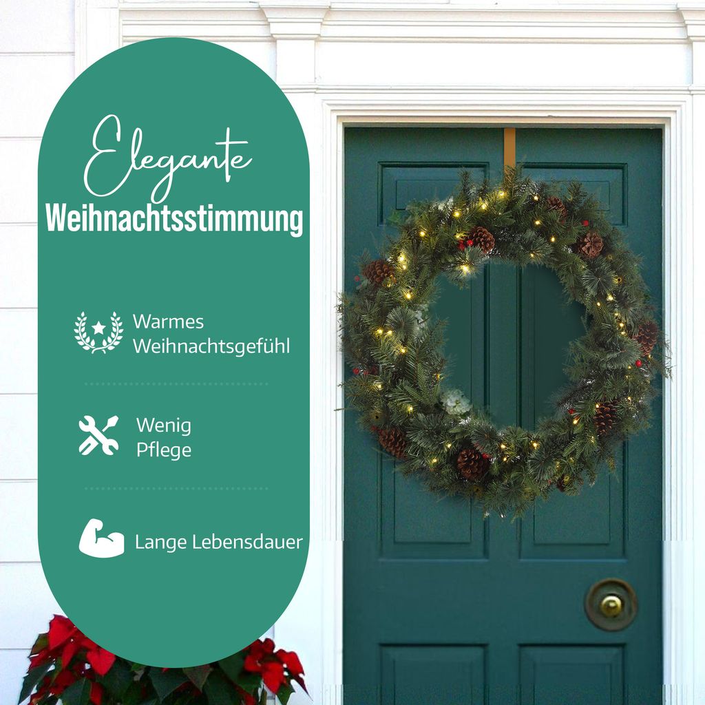 Meisterhome ® Künstlicher Weihnachtskranz Adventskranz für