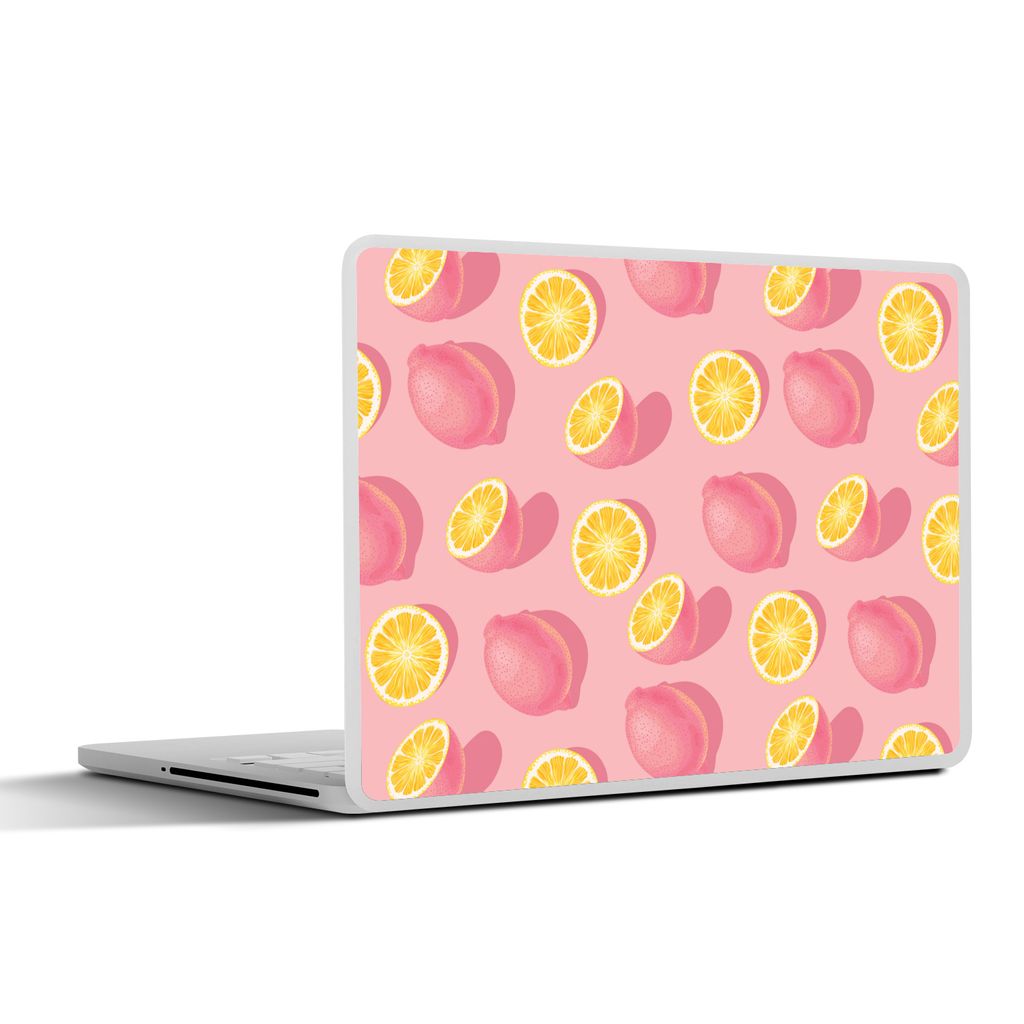 MuchoWow Laptop Aufkleber Sticker Cover Sommer - Zitrone - Rosa - Gelb 32.5x23.5 cm - Sticker für Laptop - Selbstklebend