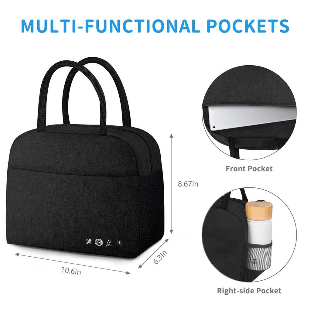 RAINSMORE Borsa Termica Porta Pranzo 10L Impermeabile Borsa Frigo Grande Capacità Lunch Bag per Uomo Donna Ufficio Picnic Barbecue Campeggio Viaggio Nero